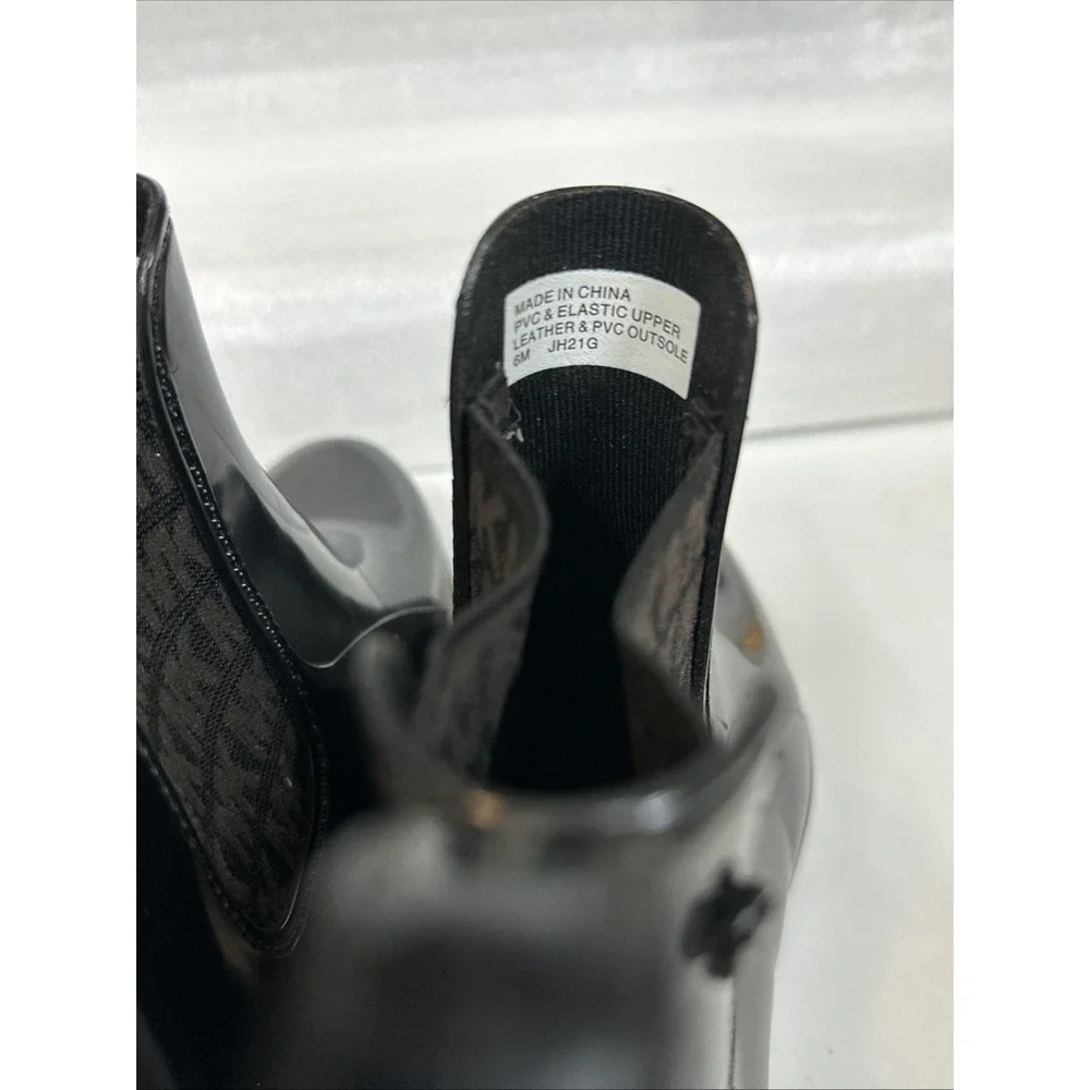 MICHAEL‎ KORS Black Patent Logo Chelsea Rain Boots Women's Size 6